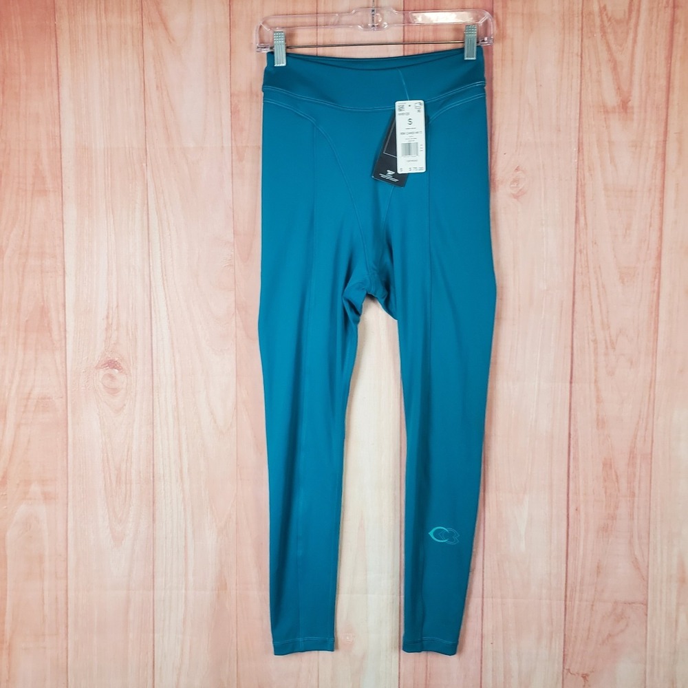 Reebok Cardi B Womens Tights Sz Small Teal Stretch High Rise Athleisure